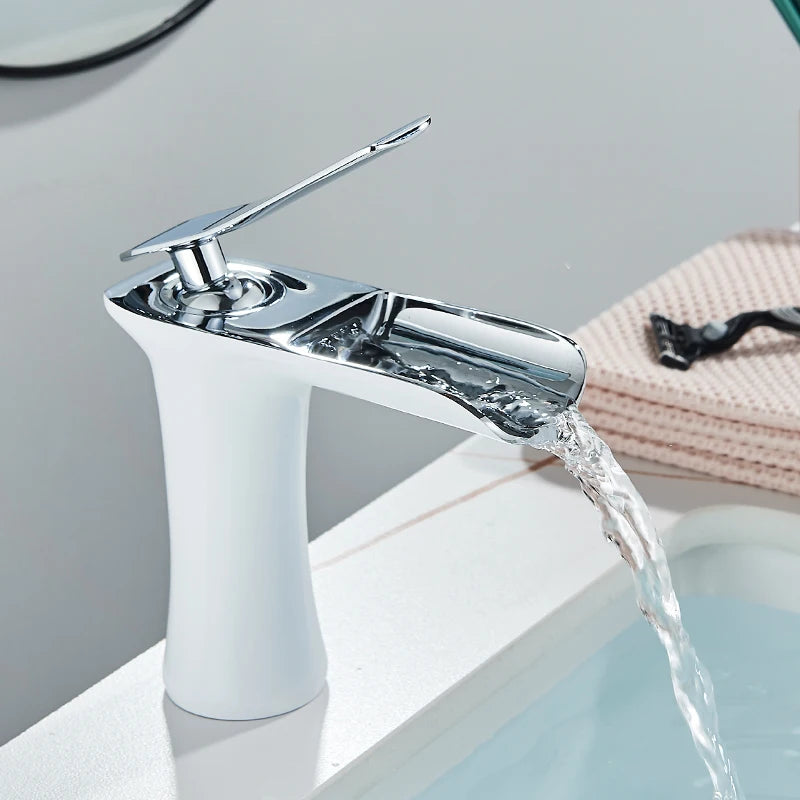 Wastafelkraan, Watervalontwerp, Enkele Handgreep