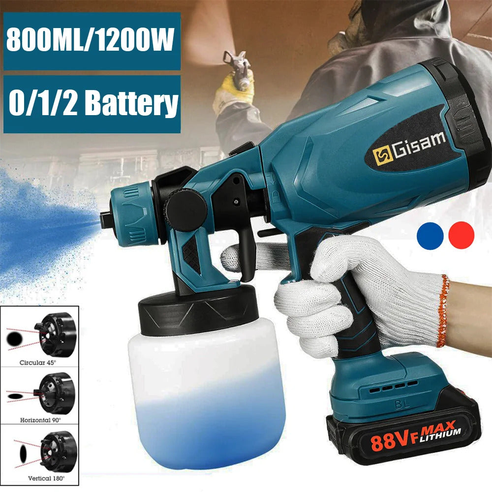 Cordless Paint Sprayer, 20V, High Speed, 800ML Capacity, Adapted for 18V Makita Battery