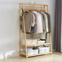 Bamboo Garment Rack, Heavy Duty, Clothing Storage Organizer