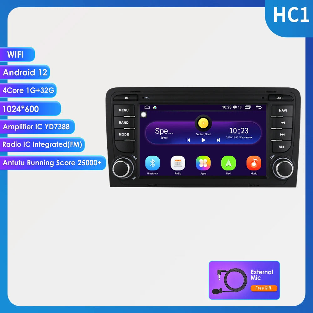 Audi A3 Car Multimedia Player, Android 10, GPS Navigation, WIFI Connectivity