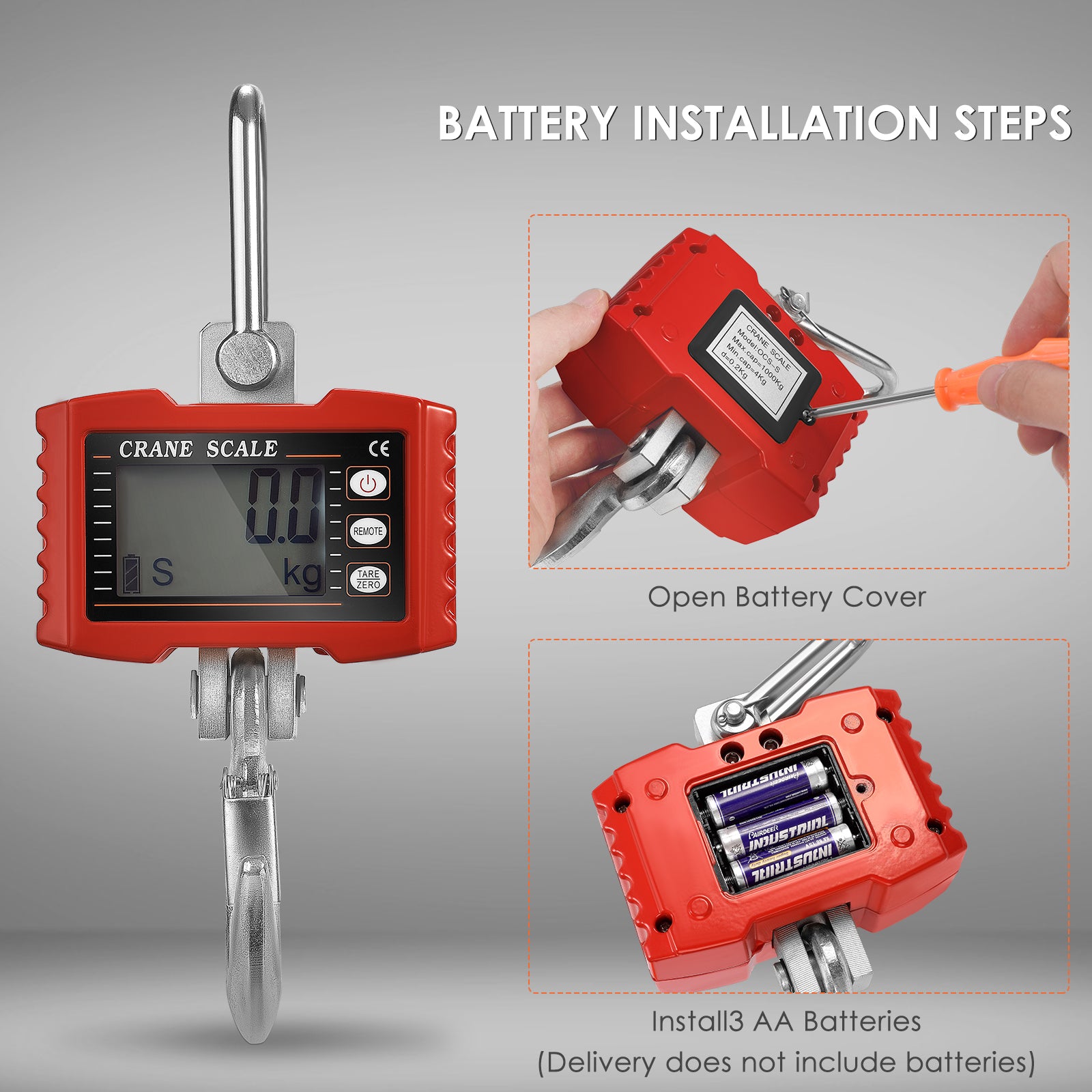 Crane Scale, 1000kg Capacity, Wireless Remote Control