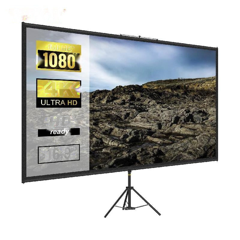 90" Tripod Projector Screen 16:9 4K HD - 160° Viewing Angle, Aluminum Stand