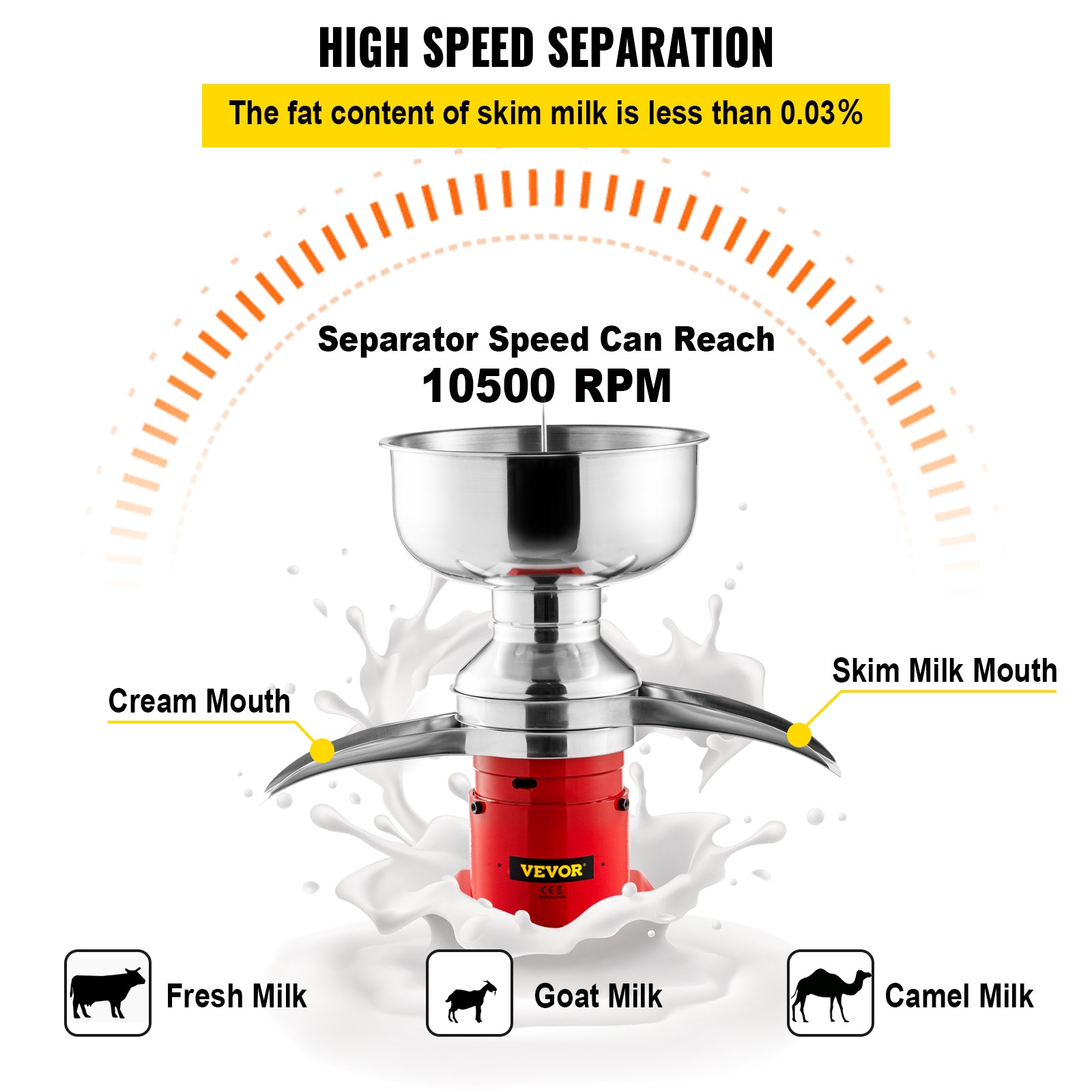 100L/H Electric Cream Separator - 30W Motor, Stainless Steel & Cast Iron