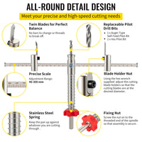 Adjustable Hole Saw Cutter Kit, Cut Holes 1-5/8 to 8, PC Dust Shield