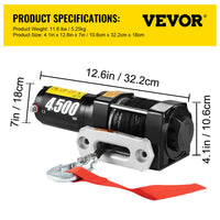 Electric Winch, 4500LBS Capacity, Synthetic Rope