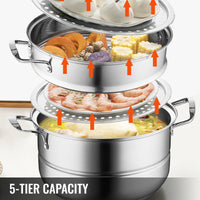 Stainless Steel Steamer, 304 Food Grade, 3 Layer Composite Bottom