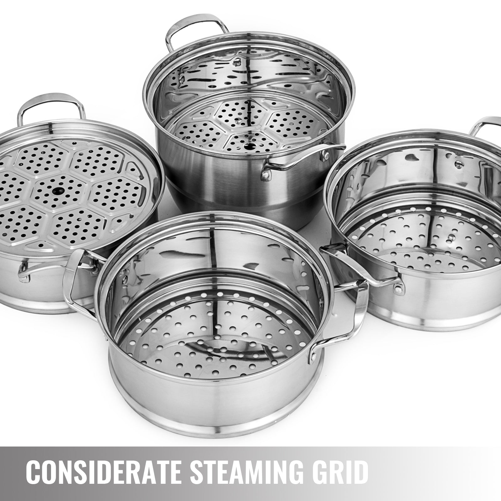 Stainless Steel Steamer, 304 Food Grade, 3 Layer Composite Bottom