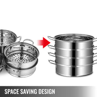 Stainless Steel Steamer, 304 Food Grade, 3 Layer Composite Bottom