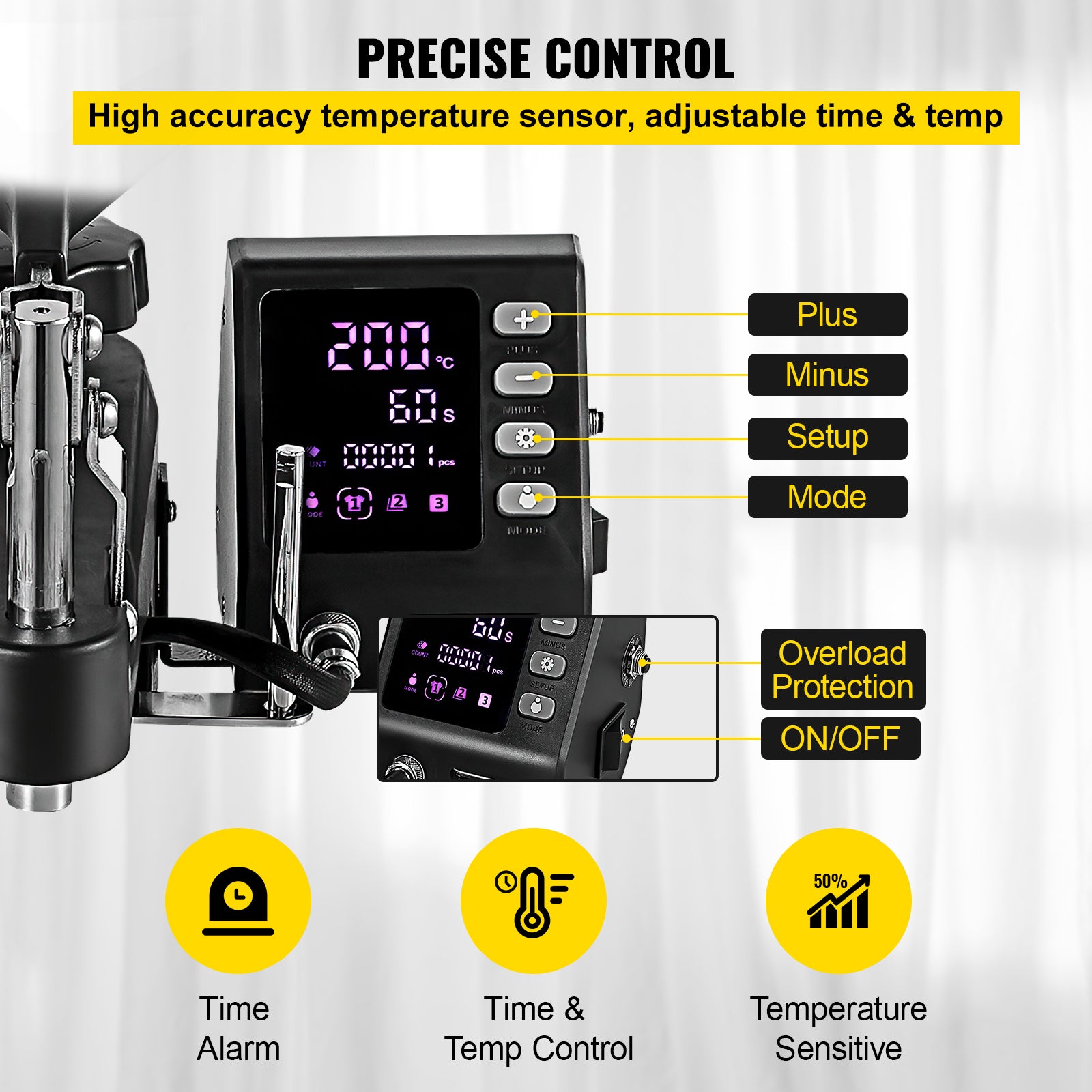 Heat Press Machine, 360° Swing Away Design, LCD Digital Display