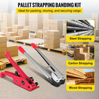 Heavy Duty Pallet Strapping Kit - Tensioner, Sealer, 800m Band & 1000