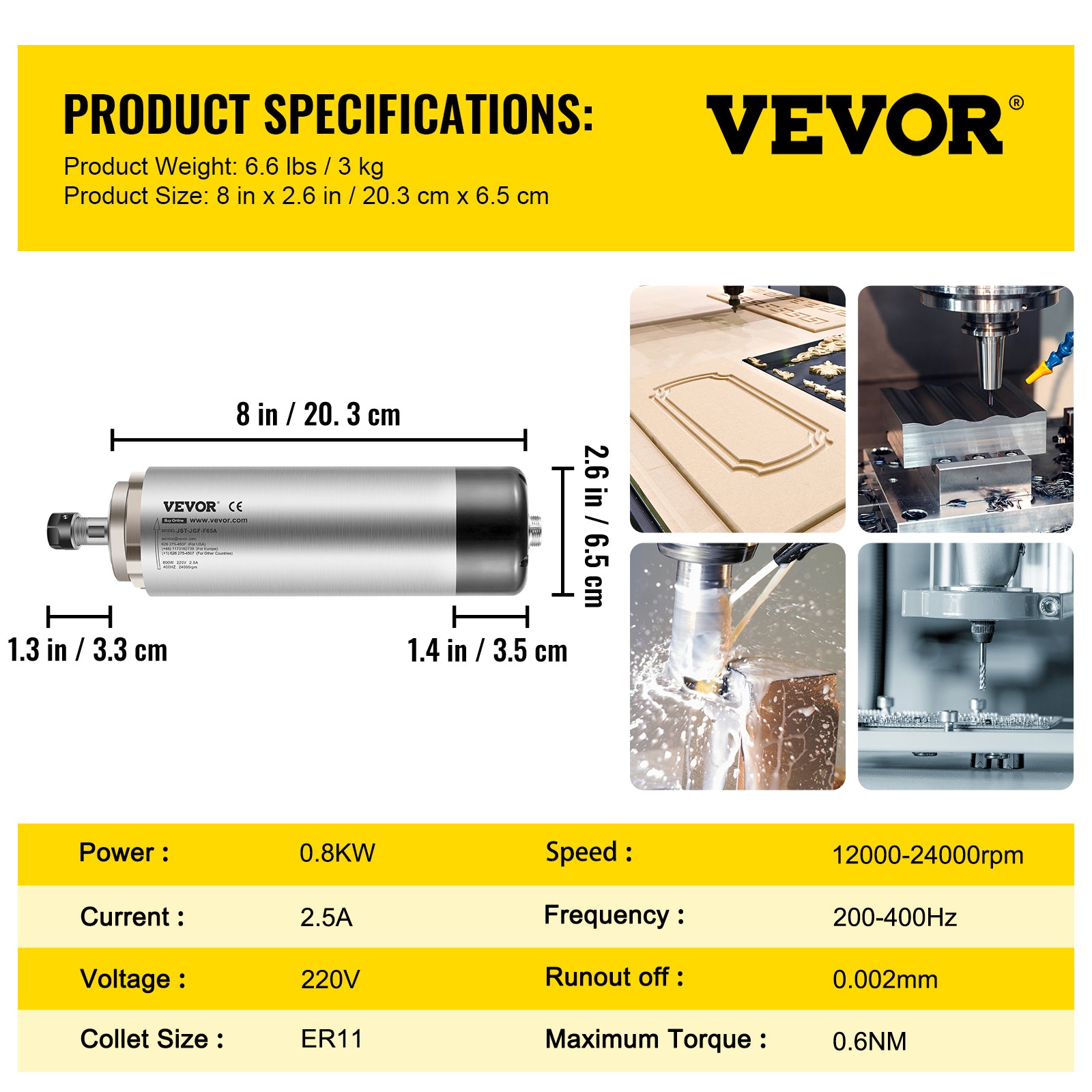 Spindle Motor VFD Inverter, 220V Input & Output, CNC Engraving