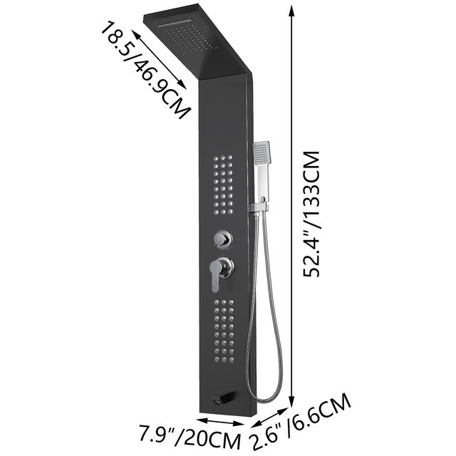 Shower Panel System, Rainfall, Massage Jets