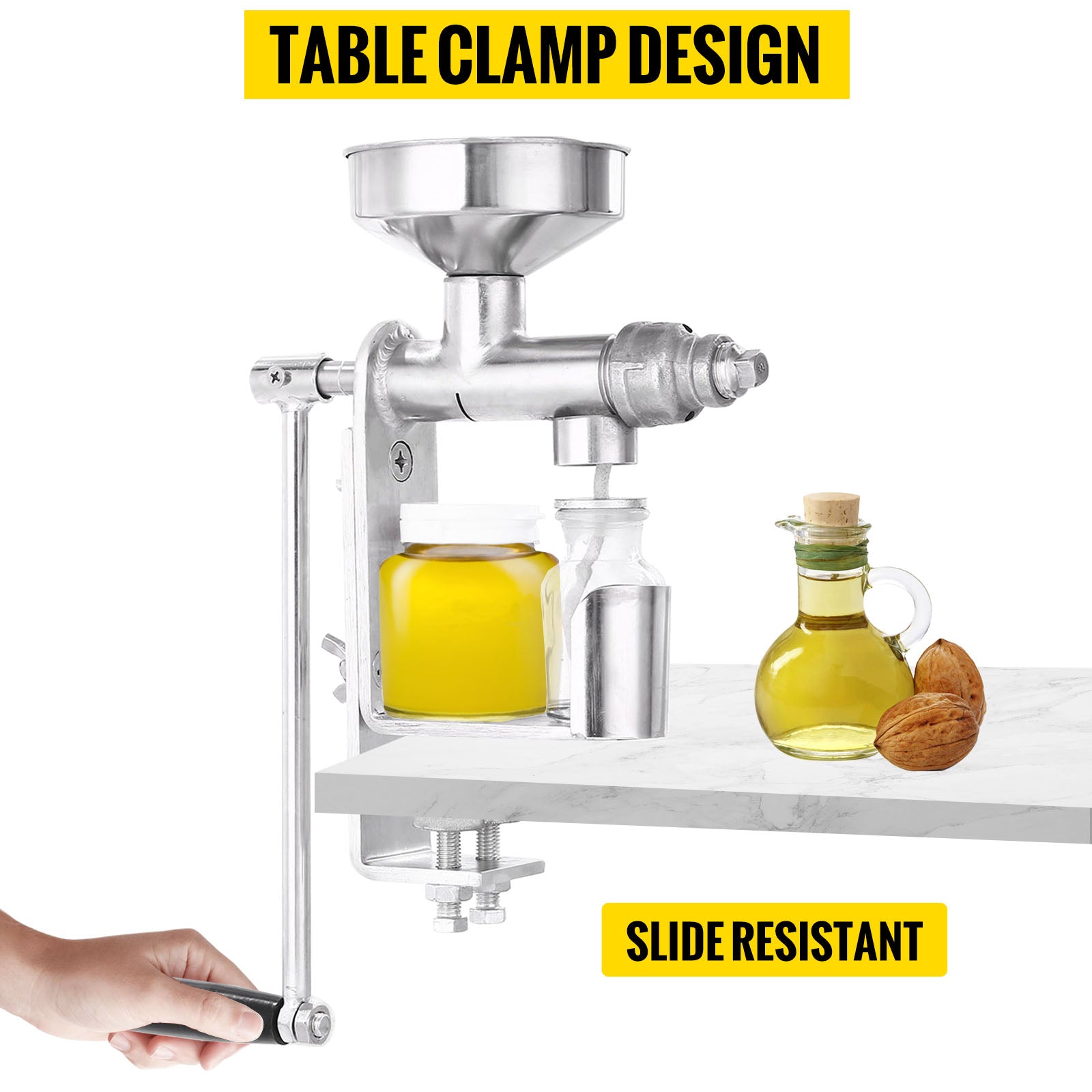 Handmatige Oliepersmachine - 304 Roestvrij Staal, Antislip Grip, Tafel
