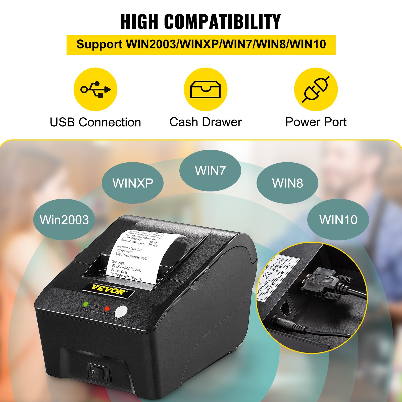 Thermische Bonprinter, 58mm Labelprinter, USB-connectiviteit