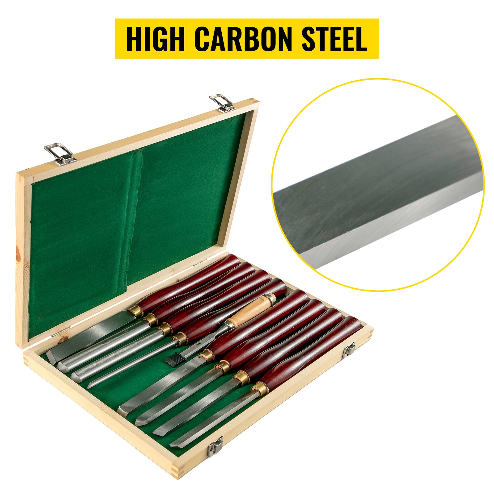 Wood Turning Chisel Set, High Speed Steel Blades, Aluminum Alloy & Beech Wood Grip